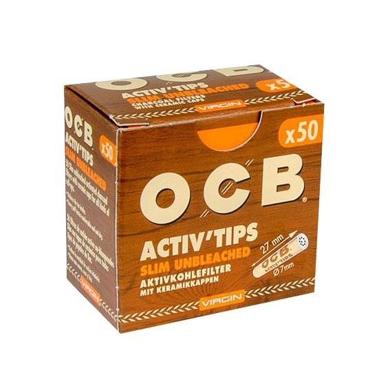OCB Activ Tips Slim Ø 7 mm unbleached 50er