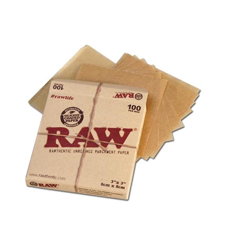 RAW Pergamentpapier Box 100 Stück 8 x 8 cm